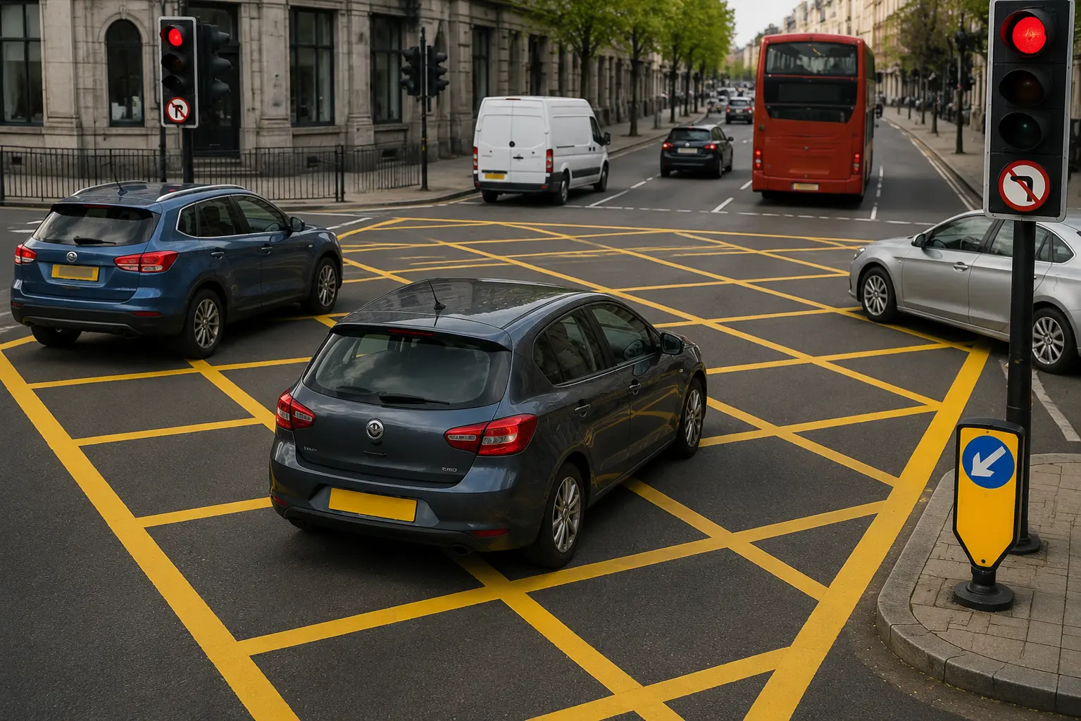 busy city interaction with box junction